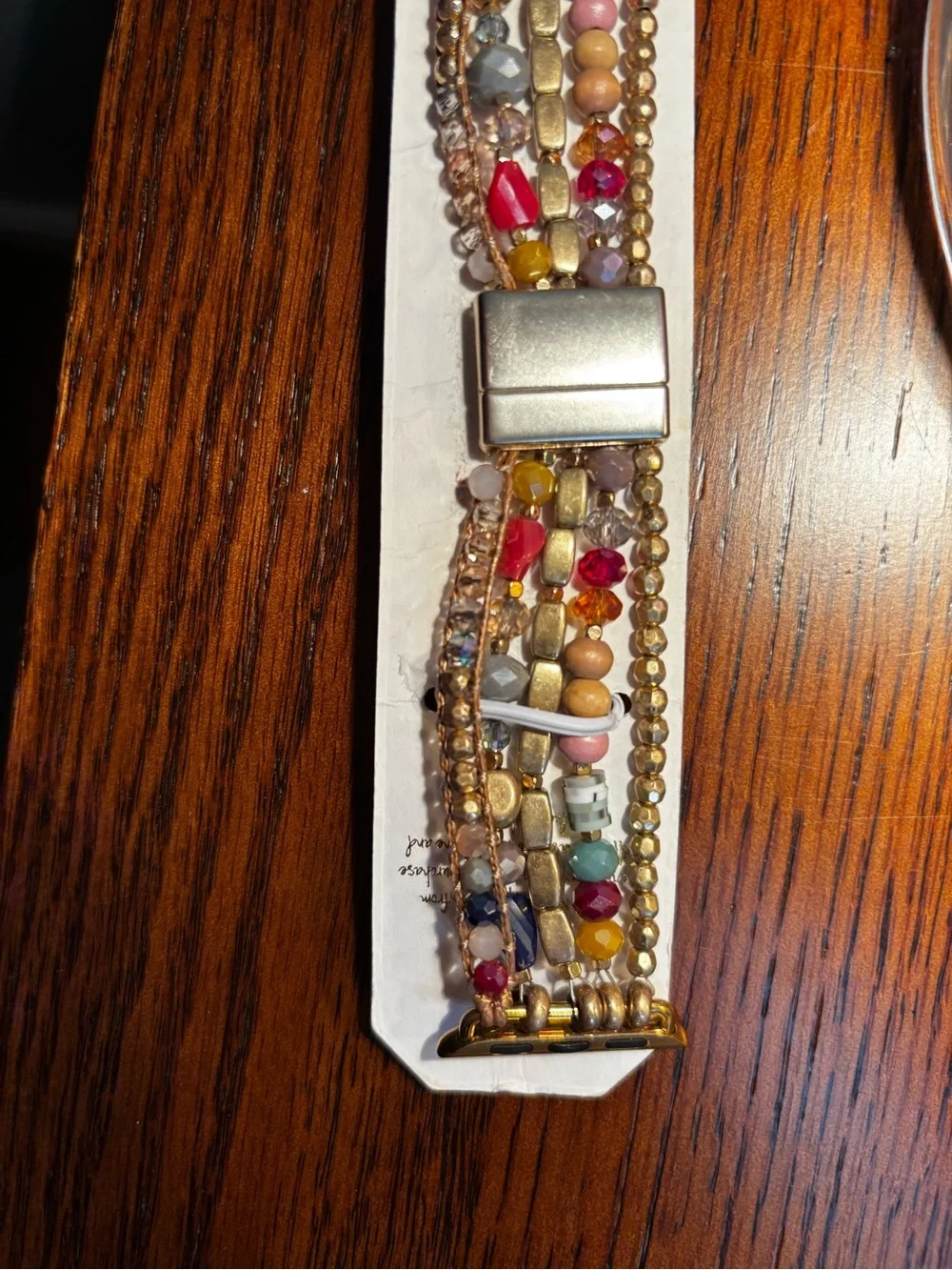 Altar’d State Apple Watch Band-Beaded Stretch Bracelet with Gold Accents